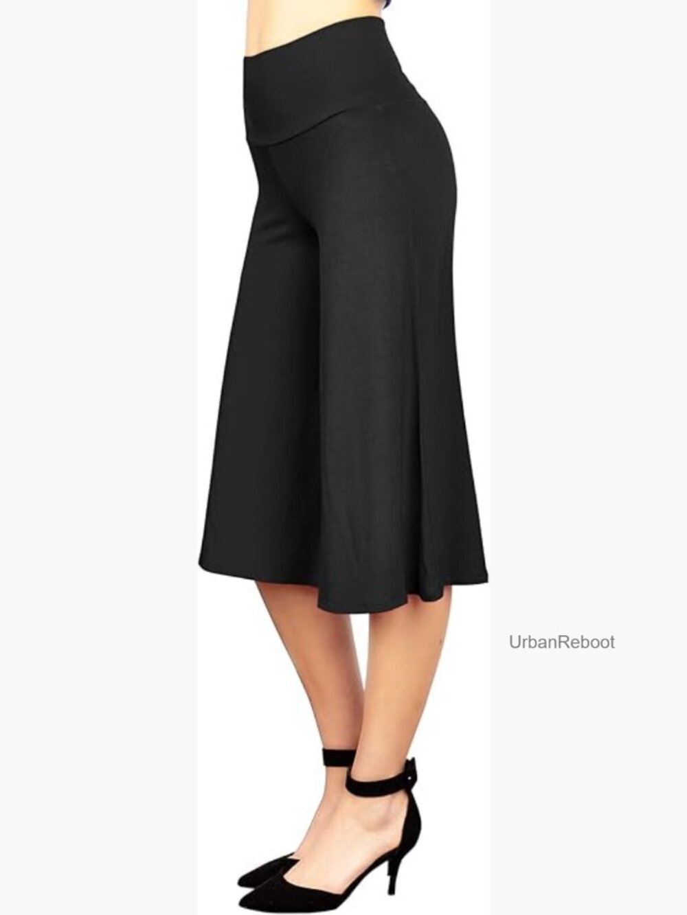 Wide Leg Gaucho Capri Pants High Elastic Waistband S~5XL